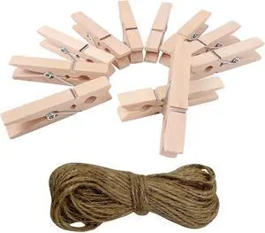 100 Pcs Black Wood Clothes Pins, 1.3 Inch(3.5cm) Small Wooden Clips with 33 Feet Jute Twine for Papar Clips, Card Photo Pins and Clothes Pins (Wooden) 100 Pcs Black Wood Clothes Pins, 1.3 Inch(3.5cm) Small Wooden Clips with 33 Feet Jute Twine for Papar Clips, Card Photo Pins and Clothes Pins (Wooden)
