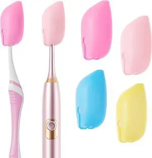 Muslish Silicone Toothbrush Covers, 4 Pack Tooth Brush Cover Cap for Electric & Manual Toothbrush Heads, Portable Toothbrush Protector for Travel, Home (Pink) Muslish Silicone Toothbrush Covers, 4 Pack Tooth Brush Cover Cap for Electric & Manual Toothbrush Heads, Portable Toothbrush Protector for Travel, Home (Pink)
