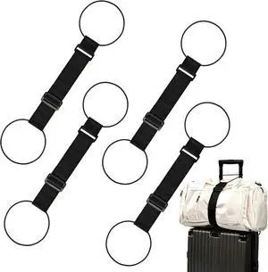 4Pcs Luggage Straps for Suitcases, Adjustable Luggage Connector Straps | Securely Carry Hand Luggage, Hands-Free Travel Essential (Black) 4Pcs Luggage Straps for Suitcases, Adjustable Luggage Connector Straps | Securely Carry Hand Luggage, Hands-Free Travel Essential (Black)
