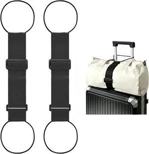 2 Pack Multi Use Strong Adjustable Luggage Connector Straps for Suitcases | Flexible Luggage Belt Strap Travel Accessories Elastic Fastening Bag Strap Suitcase Connector Straps (Black) 2 Pack Multi Use Strong Adjustable Luggage Connector Straps for Suitcases | Flexible Luggage Belt Strap Travel Accessories Elastic Fastening Bag Strap Suitcase Connector Straps (Black)