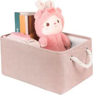 Storage Bins with Sturdy Cotton Handles(1 Pack), Fabric Storage Baskets for Organizing use for Office & Home, Book, Clothes, Toys, Closet Boxes (Small, Pink, 12.2x8.3x6.3 inches) Storage Bins with Sturdy Cotton Handles(1 Pack), Fabric Storage Baskets for Organizing use for Office & Home, Book, Clothes, Toys, Closet Boxes (Small, Pink, 12.2x8.3x6.3 inches)