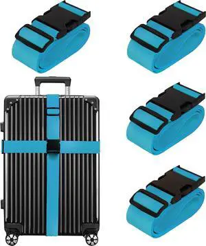 Luggage Straps for Suitcases TSA Approved Travel Belt 4 Pack by Chelmon (Sky Blue) Luggage Straps for Suitcases TSA Approved Travel Belt 4 Pack by Chelmon (Sky Blue)