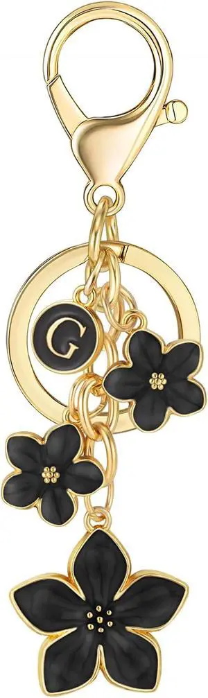 XGALBLA Cute Flower Initial Letter Keychain for Women, Big and Small Flower Bag Charms Enameled Keychain Handbags Purse XGALBLA Cute Flower Initial Letter Keychain for Women, Big and Small Flower Bag Charms Enameled Keychain Handbags Purse