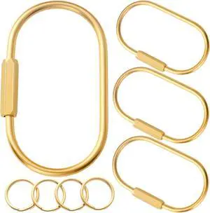 Carabiner Keychain Clip with Lock, Gold Key Chain Rings, Purse Bag Charms | Durable Carabiner for Keys, Brass Screw Lock Key Holder, Anti-Lost Oval Keyring Clip, Large Capacity Key Holder for Handbag Carabiner Keychain Clip with Lock, Gold Key Chain Rings, Purse Bag Charms | Durable Carabiner for Keys, Brass Screw Lock Key Holder, Anti-Lost Oval Keyring Clip, Large Capacity Key Holder for Handbag