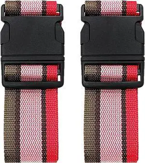 2 Pack Luggage Straps, Bright Colors Adjustable Suitcase Belts with Quick Release Buckle (GreyPink) 2 Pack Luggage Straps, Bright Colors Adjustable Suitcase Belts with Quick Release Buckle (GreyPink)