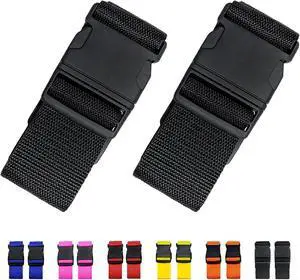 2 Pack Suitcase Straps, Bright Color Adjustable Luggage Belts, TSA Approved (Black) 2 Pack Suitcase Straps, Bright Color Adjustable Luggage Belts, TSA Approved (Black)