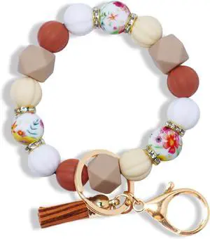 DJDIRY Silicone Bead Keychain Bracelet Wristlet Keychain Key Ring | Bracelet Bangle Chain for Women Car Key Chain Ring DJDIRY Silicone Bead Keychain Bracelet Wristlet Keychain Key Ring | Bracelet Bangle Chain for Women Car Key Chain Ring