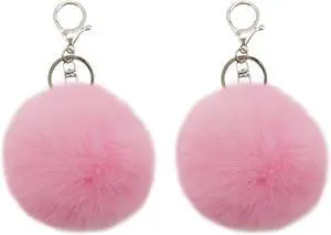 2 pieces Car Key Soft Plush Pompoms Keychain for Women Pendant Accessories 2 pieces Car Key Soft Plush Pompoms Keychain for Women Pendant Accessories
