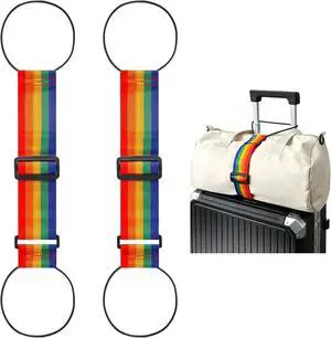 2 Pack Multi Use Strong Adjustable Luggage Connector Straps for Suitcases | Flexible Luggage Belt Strap Travel Accessories Elastic Fastening Bag Strap Suitcase Connector Straps (Rainbow) 2 Pack Multi Use Strong Adjustable Luggage Connector Straps for Suitcases | Flexible Luggage Belt Strap Travel Accessories Elastic Fastening Bag Strap Suitcase Connector Straps (Rainbow)