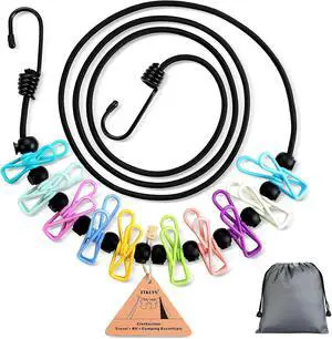 Clothesline Camping Essentials, Elastic Travel Clothes Line Camping Gear for Outdoor Glamping, Cruise and RV Must Haves, 1 Count Clothesline Camping Essentials, Elastic Travel Clothes Line Camping Gear for Outdoor Glamping, Cruise and RV Must Haves, 1 Count