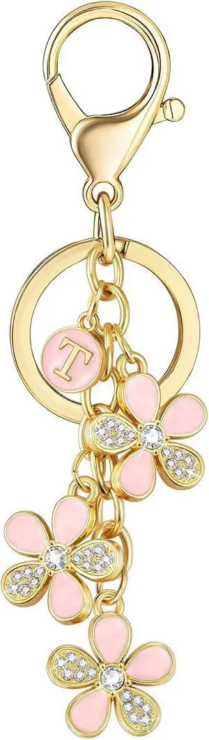 XGALBLA Cute Flower Crystals Rhinestone Initial Letter Keychain for Women, Bag Charms Bling Sparkly Enameled Keychain Handbag XGALBLA Cute Flower Crystals Rhinestone Initial Letter Keychain for Women, Bag Charms Bling Sparkly Enameled Keychain Handbag