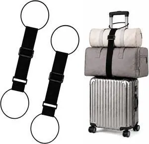 Luggage Straps for Suitcases, 2 Pack Black Adjustable Elastic Double-Loop Luggage Connector Straps, Thick, Durable, Waterproof Multi-Use Straps for Totes, Backpacks and Duffel Bags. Luggage Straps for Suitcases, 2 Pack Black Adjustable Elastic Double-Loop Luggage Connector Straps, Thick, Durable, Waterproof Multi-Use Straps for Totes, Backpacks and Duffel Bags.