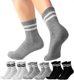 6 Pairs Crew Socks for Women, Wome's Crew Socks, Cotton Socks, Striped Socks, Socks for Women, Socks for Men, Size 5-10 6 Pairs Crew Socks for Women, Wome's Crew Socks, Cotton Socks, Striped Socks, Socks for Women, Socks for Men, Size 5-10