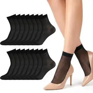 Tyqour 9 Pairs Sheer Socks Women Nylon Socks, Thin Ankle Socks for Women, Black Dress Socks, Panty Hose Socks Tyqour 9 Pairs Sheer Socks Women Nylon Socks, Thin Ankle Socks for Women, Black Dress Socks, Panty Hose Socks