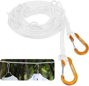 Vigorport Portable Travel Clothesline, Windproof Clothesline with Hang Hole, Indoor and Outdoor Clothes Line for Camping, Hotel, Backyard, Cruise Ship (White, 12.5 Ft) Vigorport Portable Travel Clothesline, Windproof Clothesline with Hang Hole, Indoor and Outdoor Clothes Line for Camping, Hotel, Backyard, Cruise Ship (White, 12.5 Ft)
