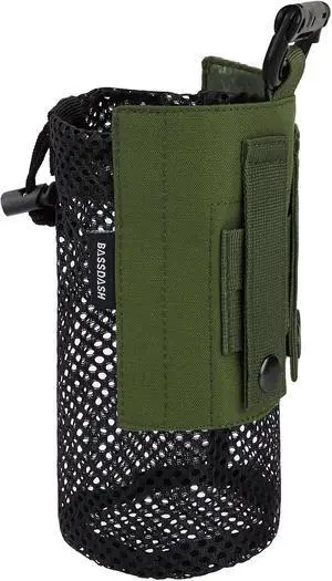 BASSDASH Tactical Molle Water Bottle Pouch with Carabiner Foldable Mesh Holder Bag for Travel Fishing Hunting Hiking Outdoor Activities BASSDASH Tactical Molle Water Bottle Pouch with Carabiner Foldable Mesh Holder Bag for Travel Fishing Hunting Hiking Outdoor Activities