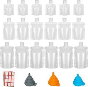 18 Pieces 3 Sizes 30ml/50ml/100ml Travel Size Refillable Empty Squeeze Pouch, Stand Up Pouch for Toiletry, Lotion Shampoo Shower Gel Squeezable Bags, Leakproof Cosmetic Containers 18 Pieces 3 Sizes 30ml/50ml/100ml Travel Size Refillable Empty Squeeze Pouch, Stand Up Pouch for Toiletry, Lotion Shampoo Shower Gel Squeezable Bags, Leakproof Cosmetic Containers
