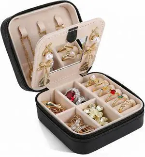 Travel Jewelry Case Organizer, Mini Portable Box Compact for Women Girls | Tangle-Free & Multi-Functional for rings earrings necklaces,Removable dividers for lipstick watch,Compact design Pu Leather Travel Jewelry Case Organizer, Mini Portable Box Compact for Women Girls | Tangle-Free & Multi-Functional for rings earrings necklaces,Removable dividers for lipstick watch,Compact design Pu Leather