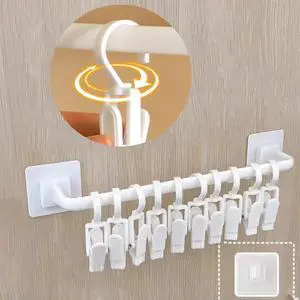 Kid Pants Hanger Organizer with 10 Clips - White & Plastic | Baseball Cap Display Holder, Closet Rail Wall Mounted Door Rack for Drying Baby Socks, Towel, Hats, Toddler Leggings Kid Pants Hanger Organizer with 10 Clips - White & Plastic | Baseball Cap Display Holder, Closet Rail Wall Mounted Door Rack for Drying Baby Socks, Towel, Hats, Toddler Leggings
