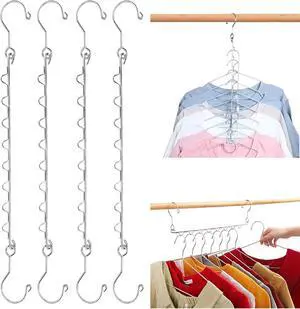 4 Pack Space Saving Hangers for Clothes Metal Hanger Organizer | 8 Holes Metal Hanger Organizer, Capacity Magic Closet Space SaversCloset Storage Dorm EssentialsSilver 4 Pack Space Saving Hangers for Clothes Metal Hanger Organizer | 8 Holes Metal Hanger Organizer, Capacity Magic Closet Space SaversCloset Storage Dorm EssentialsSilver