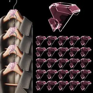 SLMT Space Saving Hanger Hooks 30 Pack, Clear Clothes Hanger Connector Hooks, Dorm Room Essentials, Closet Organizers and Storage (Pink) SLMT Space Saving Hanger Hooks 30 Pack, Clear Clothes Hanger Connector Hooks, Dorm Room Essentials, Closet Organizers and Storage (Pink)