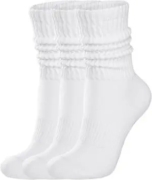 Womens Scrunch Crew Socks: Retro Solid Slouch Mid Calf Socks | Cotton Casual Athletic Socks Womens Scrunch Crew Socks: Retro Solid Slouch Mid Calf Socks | Cotton Casual Athletic Socks
