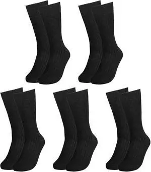 Falari Men Dress Socks 5-Pack Plain Rib Black Dress Socks Cotton Crew Socks Size 10-13 Falari Men Dress Socks 5-Pack Plain Rib Black Dress Socks Cotton Crew Socks Size 10-13