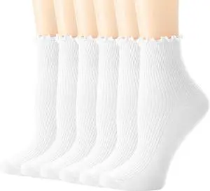 Ginmewrae Womens Ruffle Socks Cute Frilly Ankle Breathable Cotton Warm Soft Casual Crew Socks for Women 6 Pack Ginmewrae Womens Ruffle Socks Cute Frilly Ankle Breathable Cotton Warm Soft Casual Crew Socks for Women 6 Pack