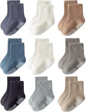 Toddler Grip Socks Non Slip Crew Socks Socks for Baby Boys Girls | Cute Seamless Cotton Socks 9 Pairs Toddler Grip Socks Non Slip Crew Socks Socks for Baby Boys Girls | Cute Seamless Cotton Socks 9 Pairs