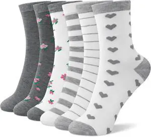 6 Pairs Crew Socks for Women, Soft Cute Funny Cotton Socks | Gentle Blend Fabric, Elastic Cuff, Tough Stuff, Tight Weave, Modern Novelty, Playful Striped, Dot Motifs, Casual Daliy Wear 6 Pairs Crew Socks for Women, Soft Cute Funny Cotton Socks | Gentle Blend Fabric, Elastic Cuff, Tough Stuff, Tight Weave, Modern Novelty, Playful Striped, Dot Motifs, Casual Daliy Wear