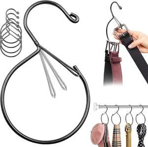 4 Pack Belt Hanger for Closet Rust-Proof Belt Organizer & Tie Rack, Multi-Use Hanger for Scarves, Hats, Bags & Closet Accessories, Black 4 Pack Belt Hanger for Closet Rust-Proof Belt Organizer & Tie Rack, Multi-Use Hanger for Scarves, Hats, Bags & Closet Accessories, Black