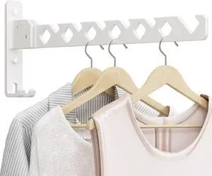 Wall Mounted Clothes Drying Rack, Wall Clothes Hanger Foldable, Laundry Hanger Hook for Bathroom, Wall Clothes Rack Indoor, Perfect for Small Spaces, White Wall Mounted Clothes Drying Rack, Wall Clothes Hanger Foldable, Laundry Hanger Hook for Bathroom, Wall Clothes Rack Indoor, Perfect for Small Spaces, White