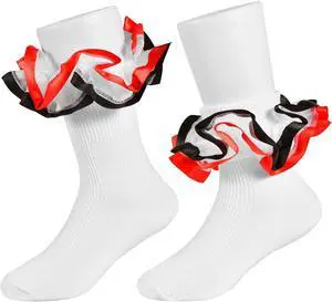 Toddler Girls Two Tone Lace Ruffle Socks, Double Turn Cuff Frilly Fancy Dress Socks for Baby Girls 1T-3T/4T-6T/6-8T Toddler Girls Two Tone Lace Ruffle Socks, Double Turn Cuff Frilly Fancy Dress Socks for Baby Girls 1T-3T/4T-6T/6-8T