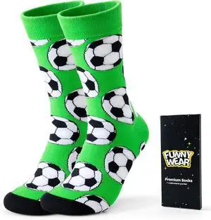 BONANGEL Dress Socks for Men, Funny Novelty Soccer Sports Crew Socks | Gifts for Soccer Coaches Fans Players, Soft and Breathable, Elastic Stretch, Smooth Toe, US Size 8-12 BONANGEL Dress Socks for Men, Funny Novelty Soccer Sports Crew Socks | Gifts for Soccer Coaches Fans Players, Soft and Breathable, Elastic Stretch, Smooth Toe, US Size 8-12
