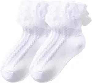 1 Pack Little Girls Cotton Lace Socks,Lace Ruffle Frilly Comfortable Princess Style Dress Socks 1 Pack Little Girls Cotton Lace Socks,Lace Ruffle Frilly Comfortable Princess Style Dress Socks
