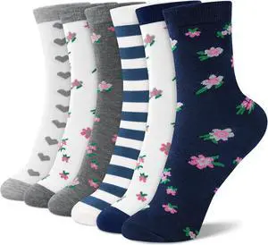6 Pairs Crew Socks for Women, Soft Cute Funny Cotton Socks | Gentle Blend Fabric, Elastic Cuff, Tough Stuff, Tight Weave, Modern Novelty, Playful Striped, Dot Motifs, Casual Daliy Wear 6 Pairs Crew Socks for Women, Soft Cute Funny Cotton Socks | Gentle Blend Fabric, Elastic Cuff, Tough Stuff, Tight Weave, Modern Novelty, Playful Striped, Dot Motifs, Casual Daliy Wear