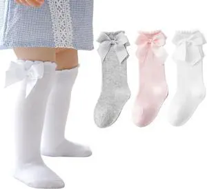 Baby Girls Socks Knee High Socks With Bow Infants Toddlers Stockings School Uniform Dress Socks Baby Girls Socks Knee High Socks With Bow Infants Toddlers Stockings School Uniform Dress Socks