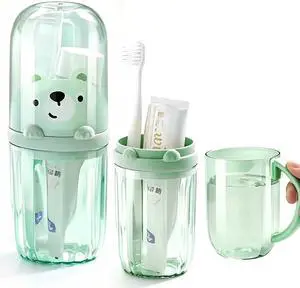 Cute Toothbrush Travel Case for Kids with Detachable Handle, Portable Cute Toothbrush Holder, Multifuction Toothbrushes Toothpaste Storage Box for Camping Travel or Home Use (Green) Cute Toothbrush Travel Case for Kids with Detachable Handle, Portable Cute Toothbrush Holder, Multifuction Toothbrushes Toothpaste Storage Box for Camping Travel or Home Use (Green)