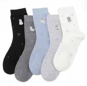 5/6 Pairs Women Cute Dachshund Balloon Embroidery Cotton Socks | Kitten Embroidered Funny Novelty Splicing Socks Animal Crew Sock for Cats Lovers Gift 5/6 Pairs Women Cute Dachshund Balloon Embroidery Cotton Socks | Kitten Embroidered Funny Novelty Splicing Socks Animal Crew Sock for Cats Lovers Gift
