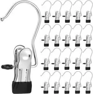 20 Pack Hanging Clip, Stainless Steel Boot Hanger for Closet Organizer, Clothes Pins Laundry Clip for Hanging Jeans, Pants, Towel, Hat, Wigs, Sock, Blanket, Rugs 20 Pack Hanging Clip, Stainless Steel Boot Hanger for Closet Organizer, Clothes Pins Laundry Clip for Hanging Jeans, Pants, Towel, Hat, Wigs, Sock, Blanket, Rugs