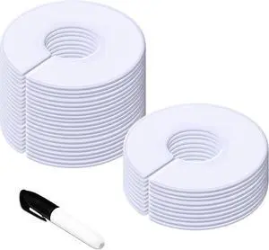 Vantasii 30 Pack White Round Clothing Size Closet Rack Dividers Hangers with 1 Bonus Marker (Outer 3.5, Inner 1.38 in Diameter) Vantasii 30 Pack White Round Clothing Size Closet Rack Dividers Hangers with 1 Bonus Marker (Outer 3.5, Inner 1.38 in Diameter)
