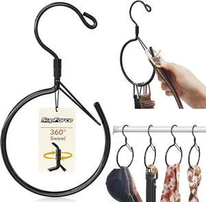 Supforce 2 Pack Belt Hanger, 360° Swivel Belt Organizer for Closet, Black | S Hook Design, Tangled Belt Relief, Drawer Clutter Control, No Drill Setup, Easy Access, Rust-Resistant, Bedroom/Dorm/RV Use Supforce 2 Pack Belt Hanger, 360° Swivel Belt Organizer for Closet, Black | S Hook Design, Tangled Belt Relief, Drawer Clutter Control, No Drill Setup, Easy Access, Rust-Resistant, Bedroom/Dorm/RV Use
