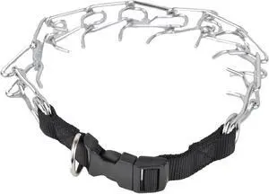 Downtown Pet Supply Chrome Plated/Nylon Prong Collar for Dogs, Small - Adjustable, No-Choke and No Pull Dog Collar with Removable Links - Pinch Collar for Dogs Under 20 lbs and 14" Neck Width Downtown Pet Supply Chrome Plated/Nylon Prong Collar for Dogs, Small - Adjustable, No-Choke and No Pull Dog Collar with Removable Links - Pinch Collar for Dogs Under 20 lbs and 14" Neck Width