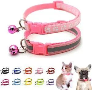 Cat Collar with Bell, 2-Pack Basic & Reflective Cat Collar with Bells for XXS Xs Small Pet Dogs Boy Tiny Kitten Girls Animal,Neck 7-12 Inch (Pink, Neck 7-12") Cat Collar with Bell, 2-Pack Basic & Reflective Cat Collar with Bells for XXS Xs Small Pet Dogs Boy Tiny Kitten Girls Animal,Neck 7-12 Inch (Pink, Neck 7-12")
