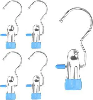 FuninCrea Laundry Hooks Clip, 5 Pcs Stainless Steel Anti-Slip Boot Laundry Hanger Clips Portable Heavy Duty Multi-Functional Single Hanging Clothes Clips for for Scarf, Gloves, Shoes, Socks (Blue) FuninCrea Laundry Hooks Clip, 5 Pcs Stainless Steel Anti-Slip Boot Laundry Hanger Clips Portable Heavy Duty Multi-Functional Single Hanging Clothes Clips for for Scarf, Gloves, Shoes, Socks (Blue)