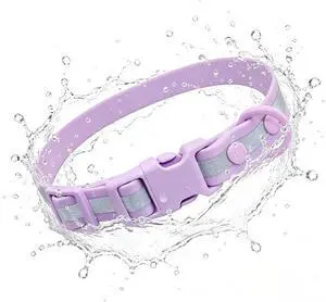 THAIN Waterproof Reflective Dog Collar PVC Webbing with High Visibility Reflective StripEasy to Clean Perfect for Daily Use & Night Walks for Small Medium Large Dogs (Light Purple, M) THAIN Waterproof Reflective Dog Collar PVC Webbing with High Visibility Reflective StripEasy to Clean Perfect for Daily Use & Night Walks for Small Medium Large Dogs (Light Purple, M)