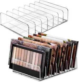 Vowcarol Eyeshadow Palette Organizer, Acrylic 7-Section Divided Makeup Palette Organizer Holder - Clear 2 Pack Vowcarol Eyeshadow Palette Organizer, Acrylic 7-Section Divided Makeup Palette Organizer Holder - Clear 2 Pack