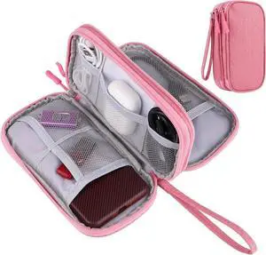 JIAKAI Travel Cable Organizer,Electronics Accessories Organizer Bag,for Charger, Phone, memory card,Travel Gadget Bag-Pink JIAKAI Travel Cable Organizer,Electronics Accessories Organizer Bag,for Charger, Phone, memory card,Travel Gadget Bag-Pink