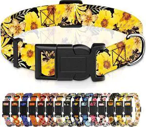 Seyezo Dog Collar, Floral Puppy Collar, Yellow Floral, XS | For Boys Girls, Small Medium Large Dogs, Adjustable Soft Floral Pattern, Safety Buckle, For Male Females, Tear-resistant Seyezo Dog Collar, Floral Puppy Collar, Yellow Floral, XS | For Boys Girls, Small Medium Large Dogs, Adjustable Soft Floral Pattern, Safety Buckle, For Male Females, Tear-resistant