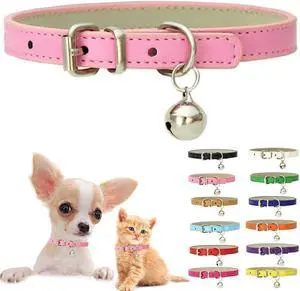 Pink XXS Kitten Cat Collar with Bell, Leather XS Puppy Dog Collars XX-Small | Soft Adjustable Buckle for XS Extra Small Medium Tiny Female Girl Pets Dogs Kitten Teacup Yorkie Chihuahua Pink XXS Kitten Cat Collar with Bell, Leather XS Puppy Dog Collars XX-Small | Soft Adjustable Buckle for XS Extra Small Medium Tiny Female Girl Pets Dogs Kitten Teacup Yorkie Chihuahua